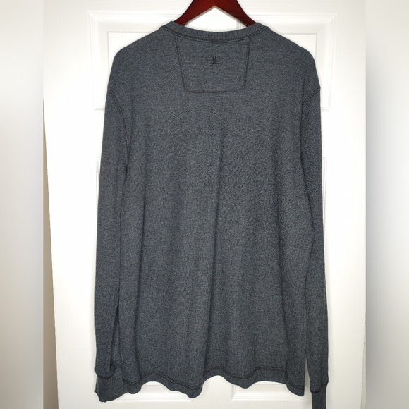 G. H. BASS & CO. 3 BUTTON WAFFLE KNIT THERMAL SHIRT, GRAY XL - Picture 4 of 7